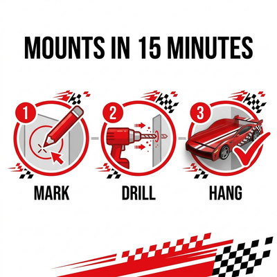 Mounts in 15 minutes — mark drill hang